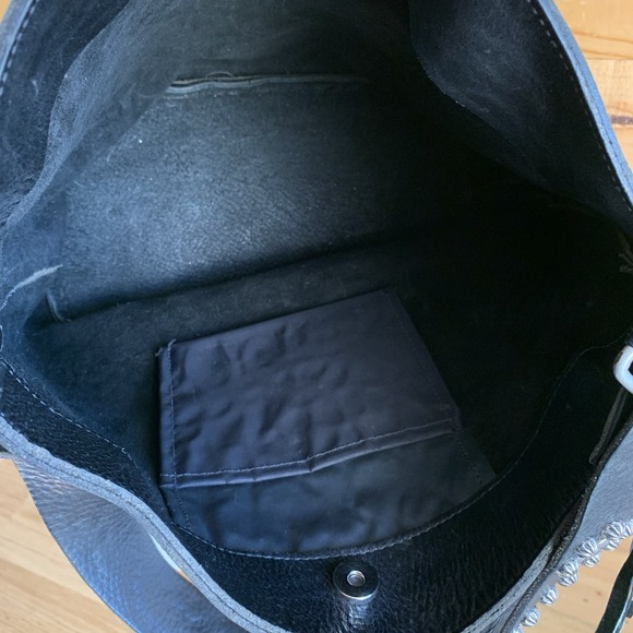 Two Bar West Large Leather Purse Tote Fringes *Flaws* Stones Studded Western - Picture 10 of 10